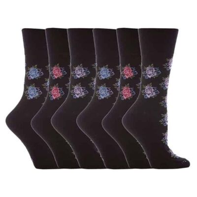 6 Pairs Ladies Gentle Grip Non Elastic Socks 4-8 UK (LGG32) (4-8 UK)