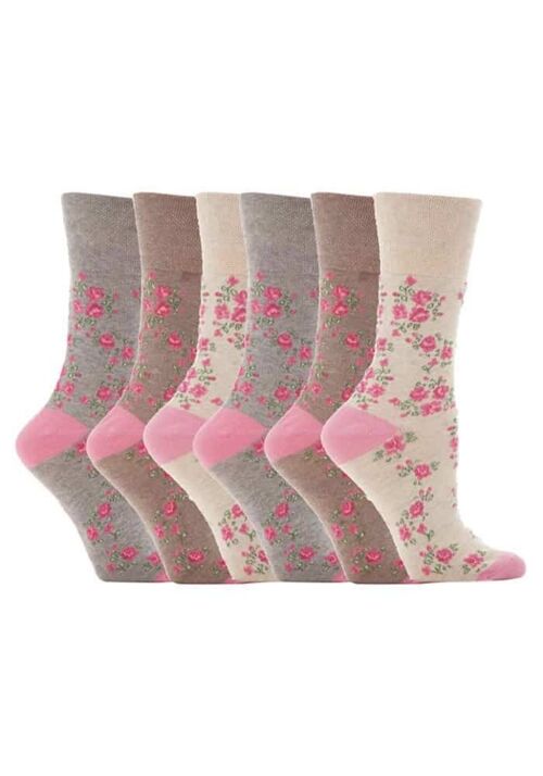 6 Pairs Ladies Gentle Grip Non Elastic Socks 4-8 UK (LGG33) (4-8 UK)