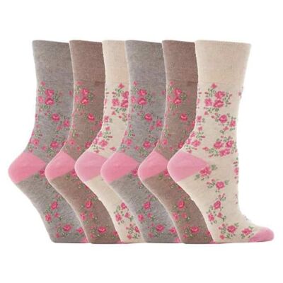 6 Pairs Ladies Gentle Grip Non Elastic Socks 4-8 UK (LGG33) (4-8 UK)