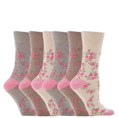 6 Pairs Ladies Gentle Grip Non Elastic Socks 4-8 UK (LGG33) (4-8 UK)