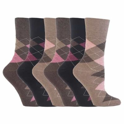 6 Pairs Ladies Gentle Grip Non Elastic Socks 4-8 UK (LGG38) (4-8 UK)