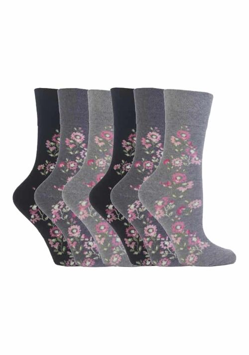 6 Pairs Ladies Gentle Grip Non Elastic Socks 4-8 UK (LGG45) (4-8 UK)