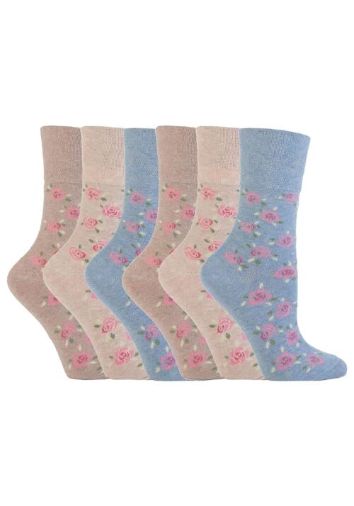 6 Pairs Ladies Gentle Grip Non Elastic Socks 4-8 UK (LGG46) (4-8 UK)
