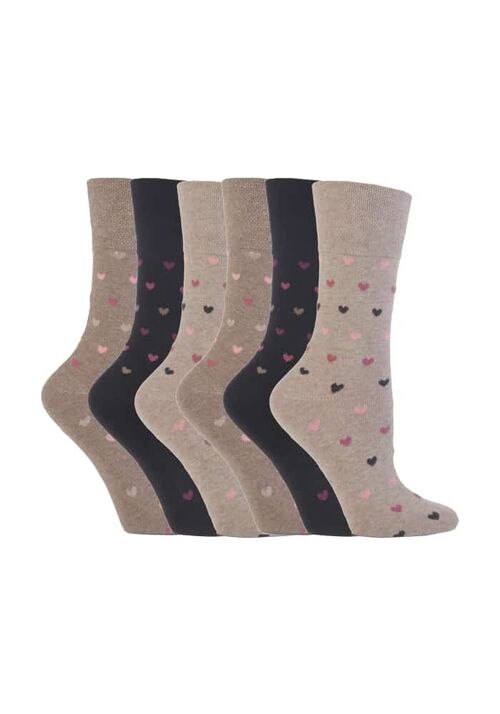 6 Pairs Ladies Gentle Grip Non Elastic Socks 4-8 UK (LGG48) (4-8 UK)