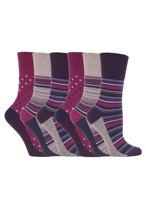 6 Pairs Ladies Gentle Grip Non Elastic Socks 4-8 UK (LGG55) (4-8 UK)