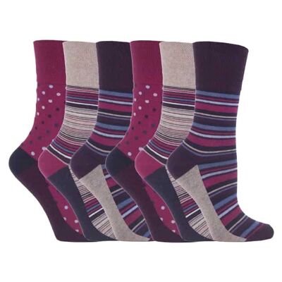 6 Pairs Ladies Gentle Grip Non Elastic Socks 4-8 UK (LGG55) (4-8 UK)