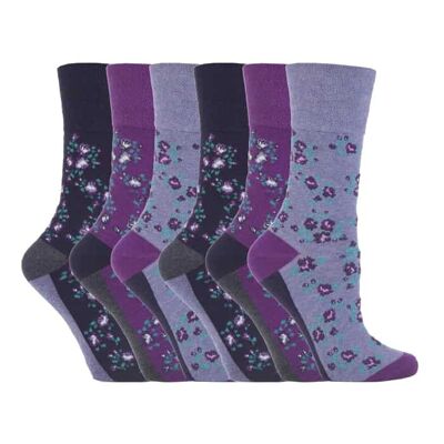 6 Pairs Ladies Gentle Grip Non Elastic Socks 4-8 UK (LGG57) (4-8 UK)
