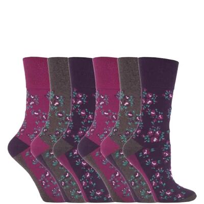 6 Pairs Ladies Gentle Grip Non Elastic Socks 4-8 UK (LGG58) (4-8 UK)