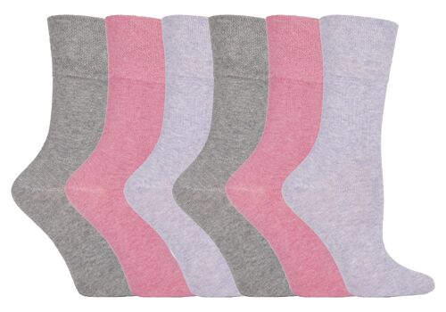 6 Pairs Ladies Gentle Grip Non Elastic Socks 4-8 UK (LGG72) (4-8 UK)