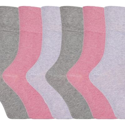 6 Pairs Ladies Gentle Grip Non Elastic Socks 4-8 UK (LGG72) (4-8 UK)