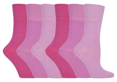 6 Pairs Ladies Gentle Grip Non Elastic Socks 4-8 UK (LGG74) (4-8 UK)