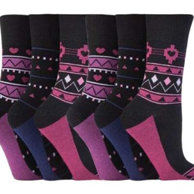 6 Pairs Ladies Gentle Grip Non Elastic Socks 4-8 UK (LGG84) (4-8 UK)