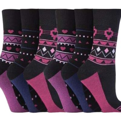 6 Pairs Ladies Gentle Grip Non Elastic Socks 4-8 UK (LGG84) (4-8 UK)