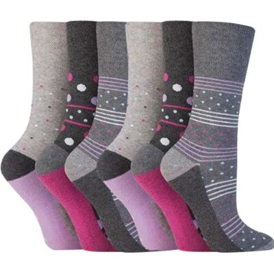 Mens 100% Cotton Non Elastic Top Gentle Grip Socks (Pack Of 6)