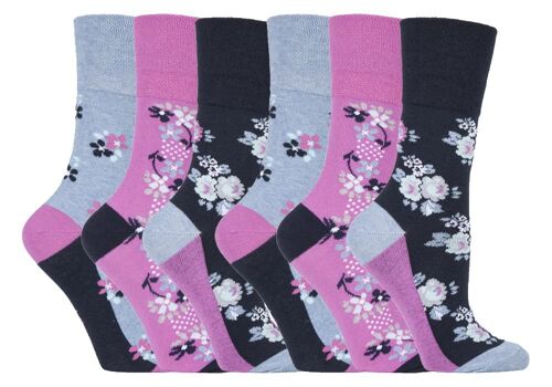6 Pairs Ladies Gentle Grip Non Elastic Socks 4-8 UK (LGG95) (4-8 UK)