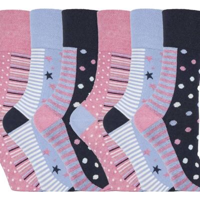 6 Pairs Ladies Gentle Grip Non Elastic Socks 4-8 UK (LGG98) (4-8 UK)