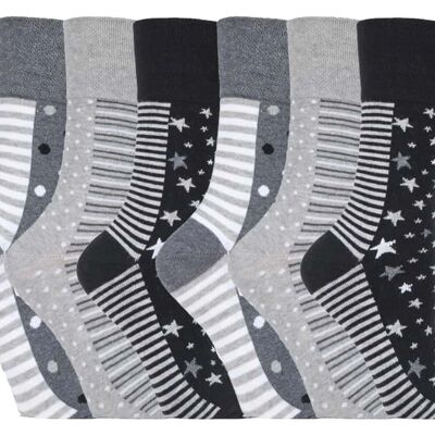 6 Pairs Ladies Gentle Grip Non Elastic Socks 4-8 UK (LGG99) (4-8 UK)