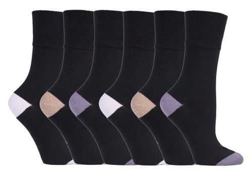 6 Pairs Ladies Gentle Grip Non Elastic Socks 4-8 UK (SOLRP10HT) (4-8 UK)