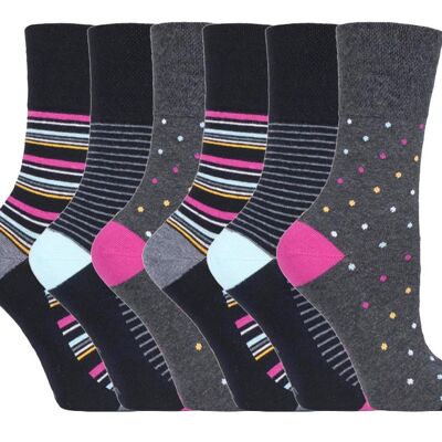 6 Pairs Ladies Gentle Grip Non Elastic Socks 4-8 UK (SOLRH191) (4-8 UK)