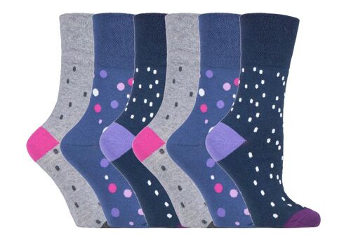 6 Pairs Ladies Gentle Grip Non Elastic Socks 4-8 UK (SOLRH192) (4-8 UK)