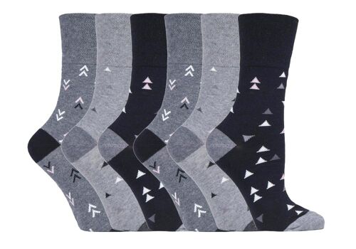 6 Pairs Ladies Gentle Grip Non Elastic Socks 4-8 UK (SOLRH193) (4-8 UK)