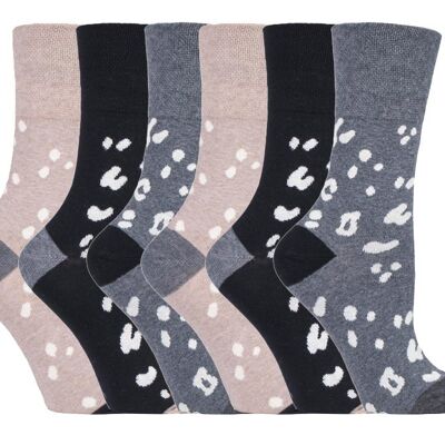 6 Pairs Ladies Gentle Grip Non Elastic Socks 4-8 UK (SOLRH194) (4-8 UK)