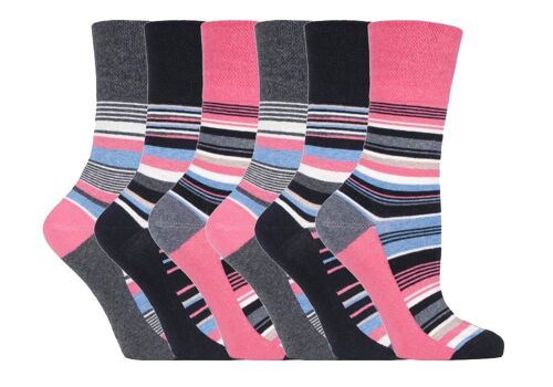 6 Pairs Ladies Gentle Grip Non Elastic Socks 4-8 UK (SOLRH196) (4-8 UK)