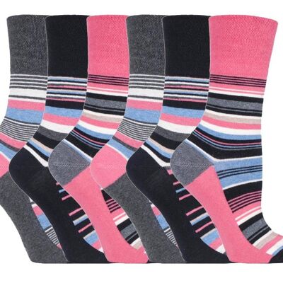 6 Pairs Ladies Gentle Grip Non Elastic Socks 4-8 UK (SOLRH196) (4-8 UK)