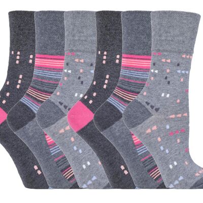 6 Paar Damensocken mit sanftem Griff, nicht elastisch, 4–8 UK (SOLRH204G3) (4–8 UK)