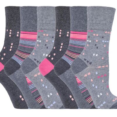 6 Pairs Ladies Gentle Grip Non Elastic Socks 4-8 UK (SOLRH204G3) (4-8 UK)