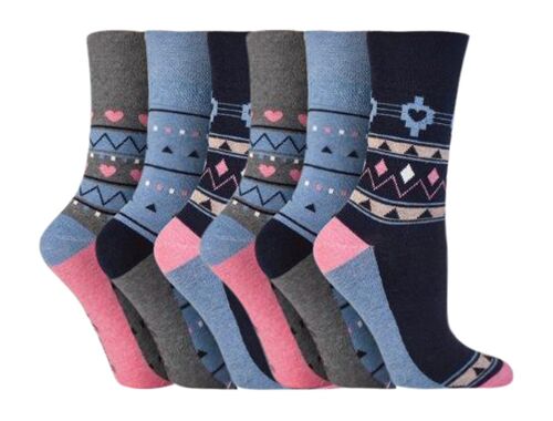 6 Pairs Ladies Gentle Grip Non Elastic Socks 4-8 UK (LGG85) (4-8 UK)