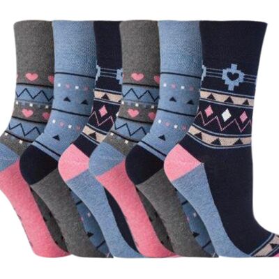 6 Pairs Ladies Gentle Grip Non Elastic Socks 4-8 UK (LGG85) (4-8 UK)