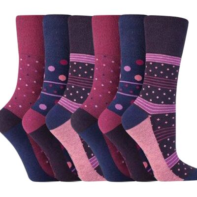 6 Pairs Ladies Gentle Grip Non Elastic Socks 4-8 UK (LGG91) (4-8 UK)