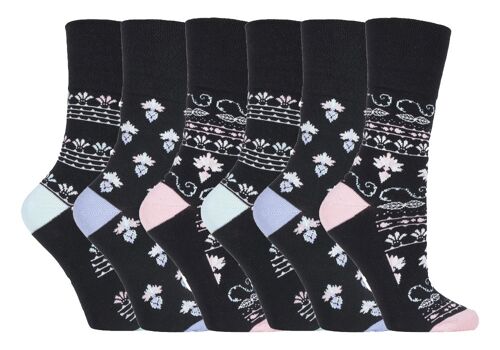 6 Pairs Ladies Gentle Grip Non Elastic Socks 4-8 UK (LGG93) (4-8 UK)