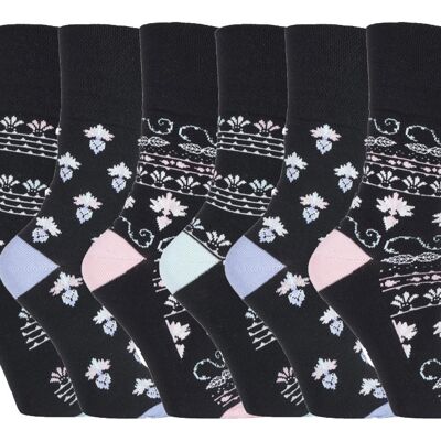 6 Pairs Ladies Gentle Grip Non Elastic Socks 4-8 UK (LGG93) (4-8 UK)