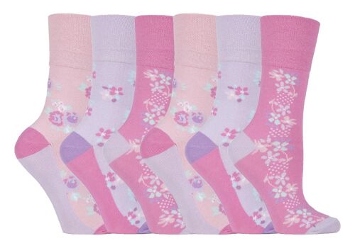 6 Pairs Ladies Gentle Grip Non Elastic Socks 4-8 UK (LGG96) (4-8 UK)