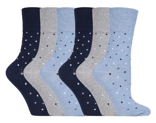 6 Pairs Ladies Gentle Grip Non Elastic Socks 4-8 UK (SOLRH141) (4-8 UK)