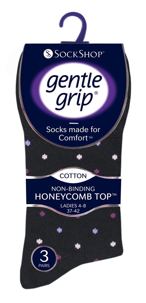6 Pairs Ladies Gentle Grip Non Elastic Socks 4-8 UK (SOLRH142) (4-8 UK)