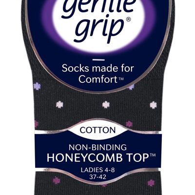 6 Pairs Ladies Gentle Grip Non Elastic Socks 4-8 UK (SOLRH142) (4-8 UK)