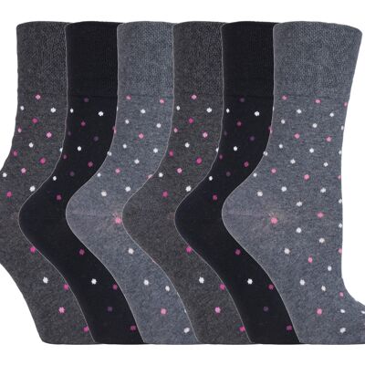 6 Pairs Ladies Gentle Grip Non Elastic Socks 4-8 UK (SOLRH143) (4-8 UK)