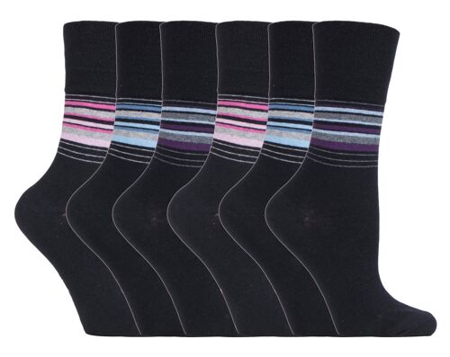 6 Pairs Ladies Gentle Grip Non Elastic Socks 4-8 UK (SOLRH148) (4-8 UK)