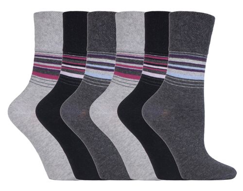 6 Pairs Ladies Gentle Grip Non Elastic Socks 4-8 UK (SOLRH149) (4-8 UK)