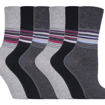 6 Pairs Ladies Gentle Grip Non Elastic Socks 4-8 UK (SOLRH149) (4-8 UK)