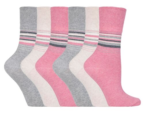 6 Pairs Ladies Gentle Grip Non Elastic Socks 4-8 UK (SOLRH151) (4-8 UK)
