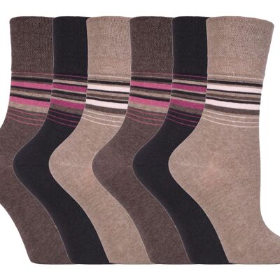 6 Pairs Ladies Gentle Grip Non Elastic Socks 4-8 UK (SOLRH152) (4-8 UK)