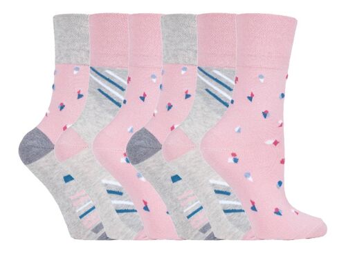 6 Pairs Ladies Gentle Grip Non Elastic Socks 4-8 UK (SOLRH176) (4-8 UK)