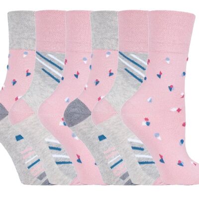 6 Pairs Ladies Gentle Grip Non Elastic Socks 4-8 UK (SOLRH176) (4-8 UK)