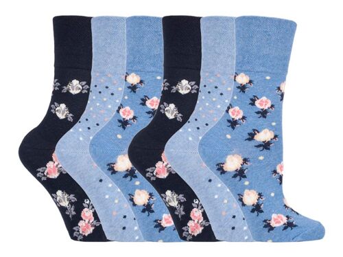 6 Pairs Ladies Gentle Grip Non Elastic Socks 4-8 UK (SOLRH177) (4-8 UK)