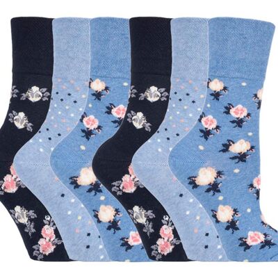 6 Pairs Ladies Gentle Grip Non Elastic Socks 4-8 UK (SOLRH177) (4-8 UK)