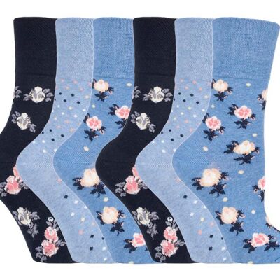 6 Pairs Ladies Gentle Grip Non Elastic Socks 4-8 UK (SOLRH177) (4-8 UK)